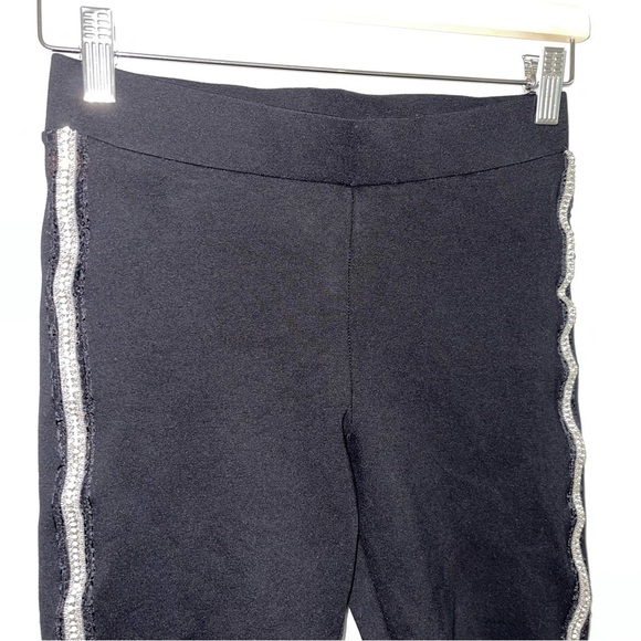 Zara Bike Shorts Women's Size Medium Black Silver Bling Bejeweled Side Stripe - Picture 3 of 7